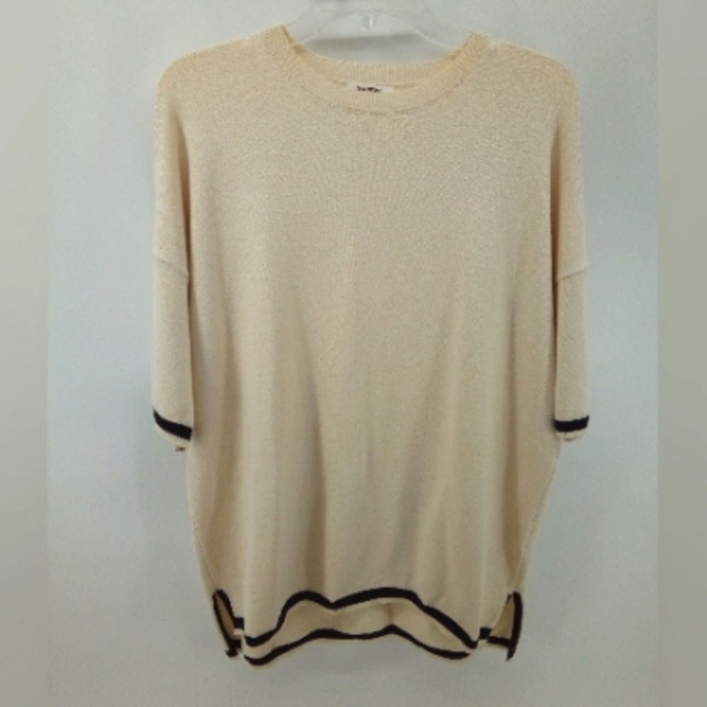 Vintage Cream Black Lined Career Zeagoo Top Viscose Polyester XL